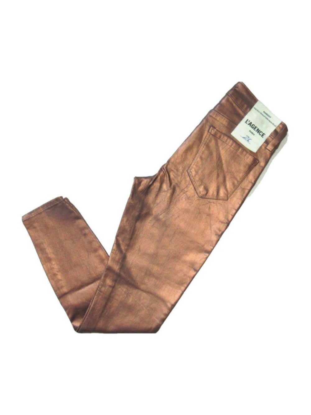 NWT L'Agence Margot in Pine Bark Bronze Foil Crackle High Rise Skinny Jeans 26 - Picture 11 of 11